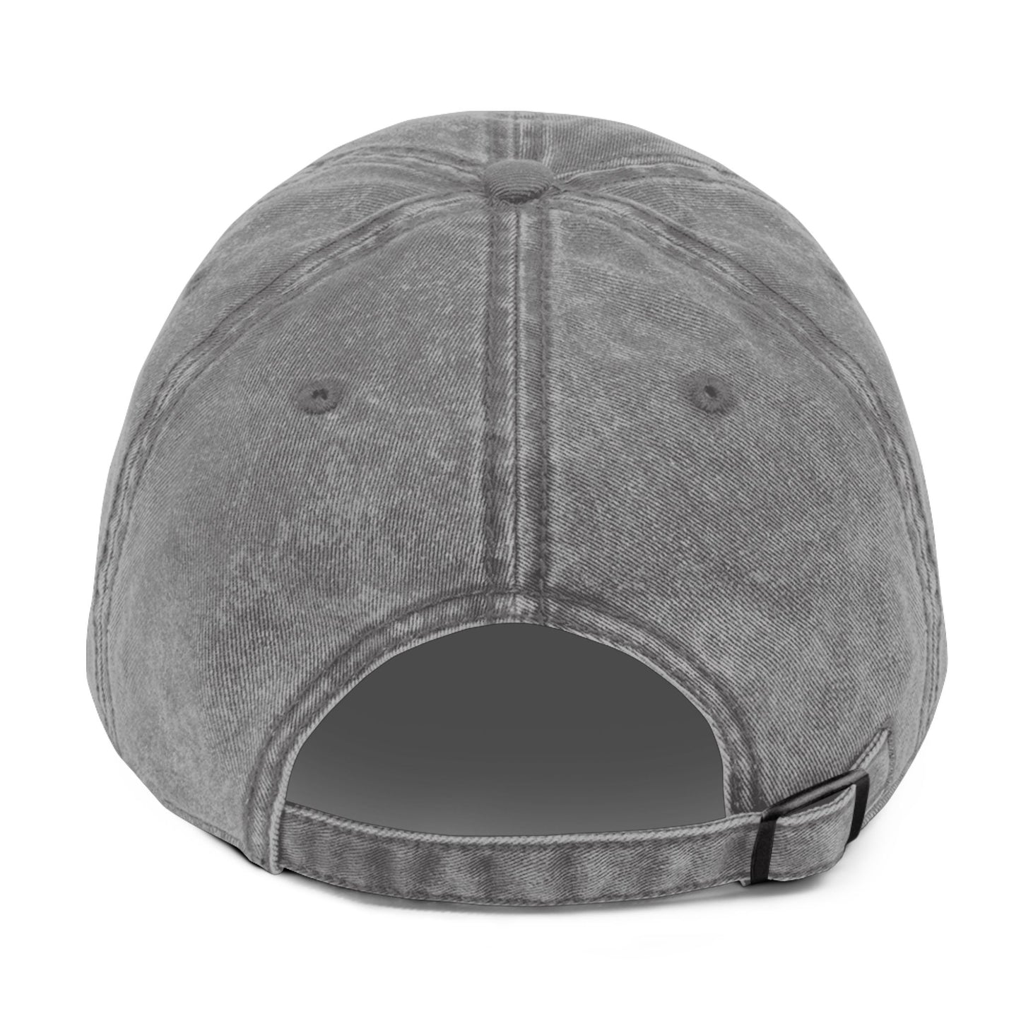 unlucky hat - black text.